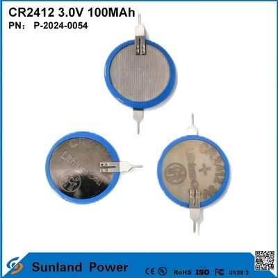 CR2412 3.0V 100MAH Li-MnO2 аккумулятор Долгое время службы