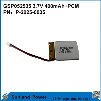 GSP052535 3.7V 400mAh + PCM батарея используется в компактных двухсторонних радиоприемниках, звукозаписывающих устройствах, мини GPS-трекерах, умных ручках и аналогичных устройствах