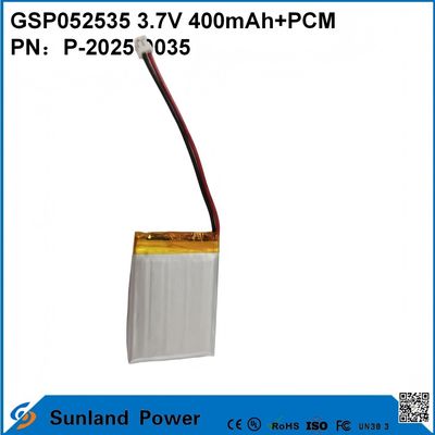 GSP052535 3.7V 400mAh + PCM батарея используется в компактных двухсторонних радиоприемниках, звукозаписывающих устройствах, мини GPS-трекерах, умных ручках и аналогичных устройствах