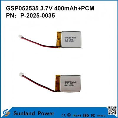 GSP052535 3.7V 400mAh + PCM батарея используется в компактных двухсторонних радиоприемниках, звукозаписывающих устройствах, мини GPS-трекерах, умных ручках и аналогичных устройствах