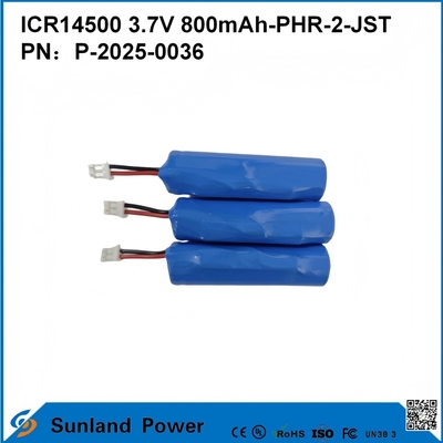 ICR14500 3,7 В 800 мАч-PHR-2-JST-10 мм проводной аккумулятор