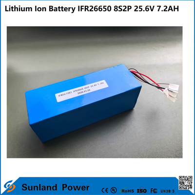 Аккумулятор IFR26650 8S2P 25,6V 7,2Ah LiFePO4 широко используется в солнечных системах отслеживания, резервных источниках питания телекоммуникаций, портативных инструментах и компактных AGV