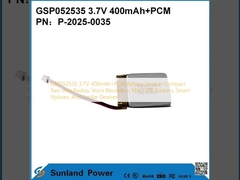 GSP052535 3.7V 400mAh + PCM батарея используется в компактных двухсторонних радиоприемниках, звукозаписывающих устройствах, мини GPS-трекерах, умных ручках и аналогичных устройствах